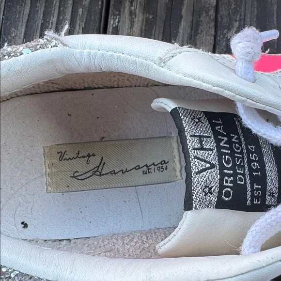 Vintage Havana womens White and Pink Glitter Sneakers - Picture 3 of 7